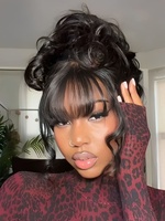Perruque Body Wave 360 Full Lace HD sans colle, avec cordon de serrage invisible, franges légères, 100% cheveux brésiliens vierges, dentelle transparente pour femmes