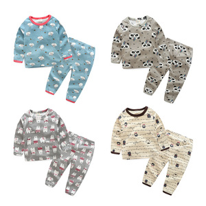 Ensemble de pyjamas pour enfants en coton à manches longues de dessin animé pour la vente en gros - Product Image 1