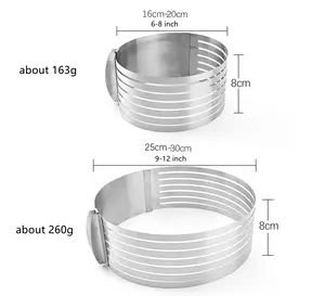 Hot Bán 6 12 Inch Thép Không Gỉ Bánh Cắt Máy Chủ Có Thể Điều Chỉnh Baking Mousse Bánh Vòng Lớp Cắt