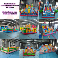 Parc d'attractions gonflable commercial sur le thème de l'aventure spatiale avec toboggan pour carnaval scolaire et parc d'attractions