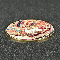 Aimant de réfrigérateur en métal, motif cerf de style dessin animé avec cornes et nuages, impression couleur en relief 3D, série promotionnelle pour festivals, cadeau souvenir rond