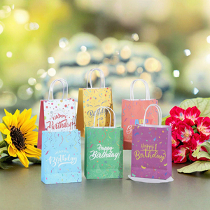 Sacs cadeaux colorés avec poignée, motif confettis, sacs en kraft pour fête d'anniversaire, emballage de bonbons et de cadeaux - Product Image 3