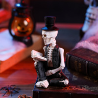 Ornement de lecture créatif en forme de crâne d'Halloween, accessoire photo d'ambiance horrifique, pièce de décoration en résine synthétique pour enfants