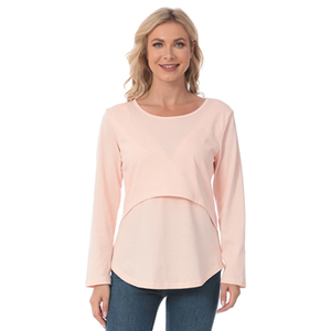 Hauts d'allaitement personnalisables à manches longues en coton et élasthanne pour femmes enceintes - Product Image 3
