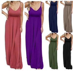 Stylish New Arrivals <b>Women</b> Plus Size Solid Cotton Pencil Sleeveless Floor-Length Casual Breathable Eco-Friendly Maxi <b>Dress</b> - Product Image 1