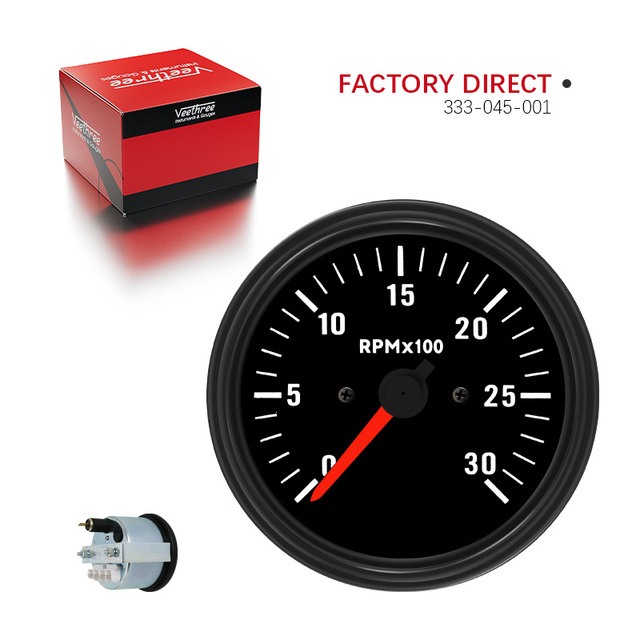 Wenle Accurate 333-045-001 Vehicle RPM Meter 0-3000RPM 85mm 12V 24V Universal Tachometer for Truck
