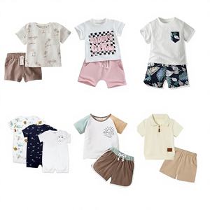 Conjuntos de Ropa Infantil de Algodón Modal, Pijamas Casuales Lisos, Camiseta de Manga Corta y Pantalones Cortos, Ropa de Dormir Ligera de Verano, Sin Marca - Product Image 1