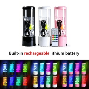 <b>LED</b> Jellyfish Lamp Remote Control USB-Powered ABS E26 Rainbow Color-Changing Ambient Night Light Silent Desktop Decoration - Product Image 1