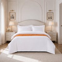 Ensemble de literie d'hôtel 5 étoiles moderne et simple en satin tissé 300 fils en polyester/coton, personnalisable avec logo, blanc, lavable en machine, respirant