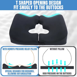 Bantal Nyeri Tulang Ekor Desain Terpisah - Bantal Pereda Tekanan Bentuk T untuk Nyeri Tulang Ekor, Wasir, Pasca Operasi - Product Image 4