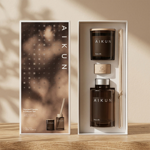 Aikun Custom Luxury Reed <b>Diffuser</b> Gift Set With Glass Bottle Scented Candle Aromatherapy <b>Sticks</b> And Rigid Paper Box For Holiday - Product Image 2