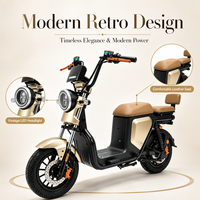 Scooter électrique de livraison de nourriture robuste 60V 1000W avec boîte de chargement arrière, batterie au lithium longue portée, frein à disque avant, cyclomoteur pour adultes
