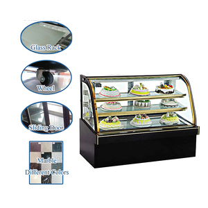 Vitrine Réfrigérée Commerciale pour Gâteaux en Marbre, Présentoir à Gâteaux avec Porte Coulissante, Mini Vitrine Réfrigérée à 2 Portes Vitrées pour Pâtisserie - Product Image 1