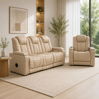 Echtes Leder Massage-Relaxsofa Sektional Ausgestattet mit LED-Beleuchtung Luxuriöses Komfortdesign für Hochwertige Familienwohnzimmer