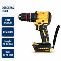OEM/ODM - Perceuse sans fil 21V à vitesse variable, moteur sans balais, 13 mm, couple réglable sans clé, réversible, outils professionnels industriels et de bricolage