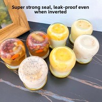 Pot en verre borosilicate moderne avec couvercle métallique hermétique, anti-fuite, compatible micro-ondes et lave-vaisselle, sans BPA, pour stockage alimentaire de haute qualité
