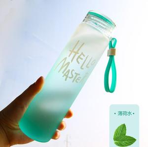 Hello master-botella de agua de plástico esmerilada para mujer, botella de agua de boca ancha, colorida, con correa de silicona, 16oz - Product Image 4