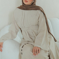 Nouvelle Abaya personnalisée avec détails ondulés, robe pour femmes musulmanes, vêtements islamiques, Abaya texturée effet lin avec manches évasées