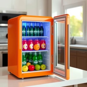 Retro Style Mini Refrigerator 131L With Glass Door Adjustable Thermostat For Beverages And Wine Home Use - Product Image 1