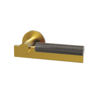 Poignée de passage ISILINE en laiton massif brossé or PVD avec poignée en marbre gris Pietra pour quincaillerie intérieure