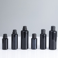 Vente flash - Bouteille en verre ronde noire naturelle avec protection UV, 30 ml, 50 ml, 60 ml, 100 ml, avec bouchon sécurité enfant