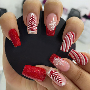 24 faux ongles de Noël à motifs flocons de neige blancs, à presser, <span class=keywords><strong>pour</strong></span> femmes et filles, <span class=keywords><strong>pour</strong></span> le <span class=keywords><strong>Nouvel</strong></span> <span class=keywords><strong>An</strong></span> - Product Image 1