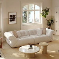 Canapé 3 places personnalisé en chenille tuftée de qualité supérieure, design minimaliste portable en éponge, canapé nuage à profil bas pour distributeur Villa Soft