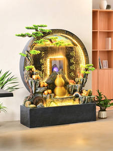 Nouvelles fontaines d'eau circulantes chinoises en roche artificielle, décoration murale en fibre de verre Feng Shui en forme de gourde pour la maison, le jardin et le bureau - Product Image 3