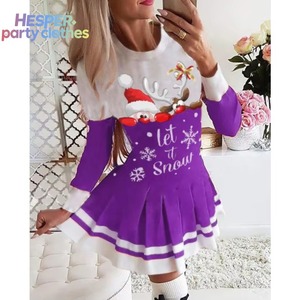 HESPER 2026 Nouvelle Robe Plissée Imprimée à Panneaux pour Adulte, Manches Longues, Costume de Père Noël pour Festival, Robe de Noël pour Femme - Product Image 2