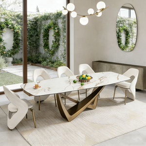<span class=keywords><strong>Table</strong></span> à manger très vendue avec 8 chaises, plateau en céramique marbrée, mobilier moderne pour la maison, ensembles de tables à manger extensibles à prix abordable - Product Image 3