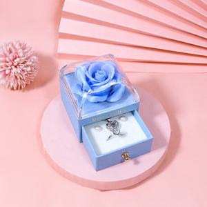 Creativo pequeño Nuevo macarrón colores jabón Rosa flor anillo pendientes colgante collar cajas de joyería para regalos - Product Image 4