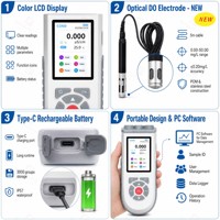 Testeur de qualité de l'eau portable 3 en 1, pH-mètre, conductimètre, mesureur de DO optique avec charge de type C et stockage de 3000 groupes de données