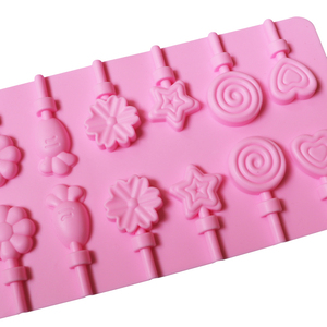 1264 Nhà Máy Miễn Phí Mẫu 12 Lỗ Trái Cây Và Hình Trái Tim Lollipop Khuôn Cứng Kẹo Lollipop Khuôn Silicone Nhựa Silicone Cookie - Product Image 2