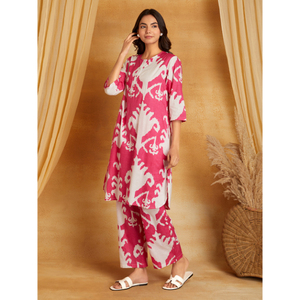 Nouvel ensemble haut et pantalon pour femme, style ethnique, imprimé floral, en matériaux recyclés, idéal pour les fêtes, saison automne, fournisseur indien - Product Image 1