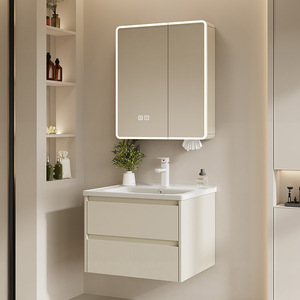 Mueble de baño, lavabo integrado de cerámica, combinación de espejo inteligente, lavabo impermeable, a prueba de humedad y espejo de Eliminación de Niebla - Product Image 3