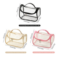 Sac cosmétique transparent en PVC avec poignée, ouverture large, étanche, organiseur de maquillage de voyage, trousse de toilette