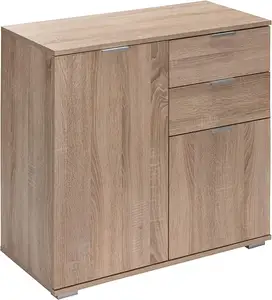木质结构走廊抽屉柜，带2扇门和2个抽屉，家用文件柜餐具柜
