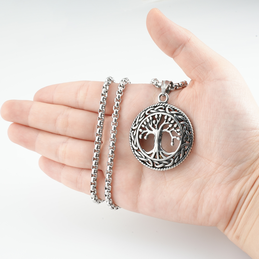 Collana Uomo Donna Con Ciondolo Albero Della Vita E Nodo Celtico – Argento Sterling 925 – Gioiello Vichingo