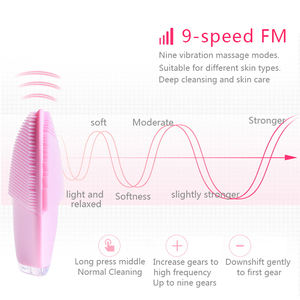 IPX7 Double Sided Waterproof Electric <b>Sonic</b> Face <b>Scrubber</b> Brush Mini Silicone Exfoliating Facial Cleansing Brush - Product Image 4