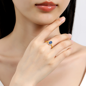 Đồ trang sức mỹ Corundum Sapphire <span class=keywords><strong>Ruby</strong></span> Emerald zircon hình bầu dục đá quý người phụ nữ engagement Wedding Halo Oro de 14 k vàng Hollow Nhẫn - Product Image 6