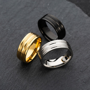 3 colori disponibili anello smerigliato in acciaio inossidabile largo 8mm personalizzato per gioielli Hip Hop con anello a fascia da uomo - Product Image 2