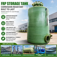 Réservoir de stockage en fibre de verre FRP, résistant à la corrosion, conteneur vertical GRP pour l'utilisation industrielle des produits chimiques liquides et du traitement des eaux usées