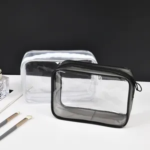 Trousse de toilette holographique en Pvc Transparent, sac de maquillage avec poignée, vente en gros