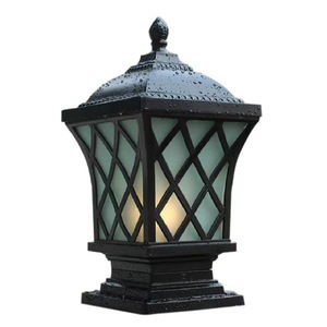 Lámpara de Pilar Exterior de Bronce, LED Solar, CRI80, Regulable, Blanco Cálido 2700K, IP65, Pantalla de Vidrio, Base E26, Montaje Empotrado No Extraíble - Product Image 1