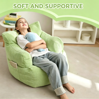 Canapé-pouf pour enfants en velours côtelé doux et confortable, design moderne, personnalisé en usine, pour salon, salle de jeux, chambre à coucher, modèle 2026