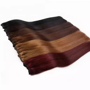 jasmine Slavic Virgin Remy Human Hair machine Weft hair Premium <b>Russian</b> Thin-Weft Double-Drawn machine Wefts Hair Extensions - Product Image 1