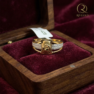 Stylish gold mens <b>ring</b> with unique emblem design and diamond side accents luxury <b>statement</b> jewelry for modern fashion - Product Image 2