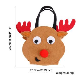 Sac fourre-tout de Noël pour enfants, sac de pomme en feutre de réveillon de Noël, décorations de Noël, sac de bonbons wapiti de dessin animé - Product Image 4