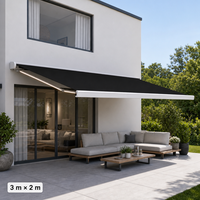 Auvent rétractable motorisé à cassette intégrale pour patio, balcon, jardin, cour, fenêtre, protection solaire extérieure et utilisation en terrasse
