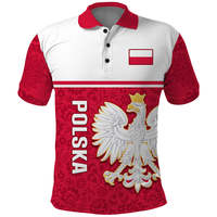 Pologne Jour de l'Indépendance Polo Pologne Aigle Blanc Motif Floral Polonais En Gros Pologne Drapeau Conception Polo À Manches Courtes
